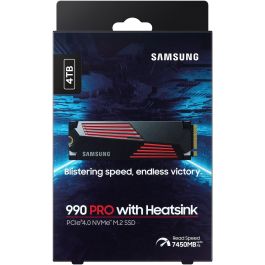 Samsung 990 PRO SSD M.2 4TB con Disipador de Calor NVMe PCIe 4.0, 7450 MB/s Lectura, 6900 MB/s Escritura
