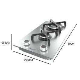 Cecotec Placa de gas Squad G 2400S 2 fuegos 5200W acero inox WOK encendido electrónico