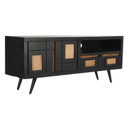 Mueble de TV DKD Home Decor Negro Ratán Madera de mango (145,5 x 40,5 x 60 cm) Precio: 450.89000044. SKU: S3033702