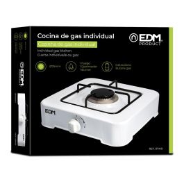 Edm Cocina de gas esmaltada 1 fuego blanco para butano 32x33x8cm