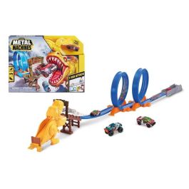 Pista metal machines dinosaurio, con 2 loopings, inlcuye 1 coche 40x30x8cm