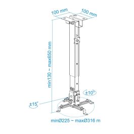 Soporte de Techo para Proyector TooQ PJ2012T-W/ Inclinable/ hasta 20kg Soporte de Techo para Proyector TooQ PJ2012T-W/ Inclinable/ hasta 20kg