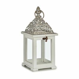 Farol Blanco Plateado Madera Metal 13 x 29 x 13 cm (6 Unidades)