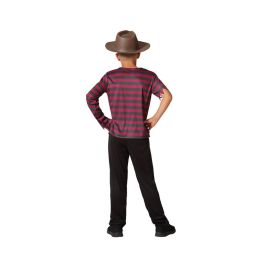 Disfraz Asesino Pesadillas Infantil 7-9 Años Halloween - Camiseta Rayas Verde y Roja, Pantalón Negro