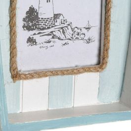 Marco de Fotos DKD Home Decor 8424001731435 Barco Azul Blanco Madera MDF Mediterráneo (2 Unidades)