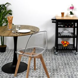 Home Deco Factory Silla Escandinava Transparente Patas Madera Asiento Polipropileno 45x52x83 cm