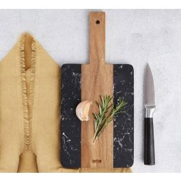 Quttin Tabla de Cortar de Acacia y Mármol, 30 x 14 cm (12 Unidades)