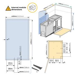 Emuca Contenedores de reciclaje para cocina, 3 x 10L, fijación inferior y extracción automática, Acero y Plástico, Gris antracita
