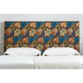 DKD Home Decor Cabecero de Cama Tropical con Diseño de Hojas, 160 cm Ancho x 60 cm Alto. Madera, Poliéster y MDF. Hecho a Mano y Desmontable.