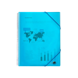 Liderpapel Carpeta Escaparate con Espiral, 60 Fundas, Polipropileno, DIN A4, Azul