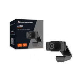 Conceptronic AMDIS01B Webcam USB 2.0 Full HD 1080p/30fps, Ángulo 90°, Micrófono Integrado y Privacidad, Plug & Play