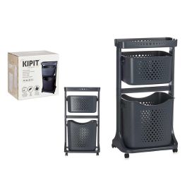 Ropero de Plástico Kipit 2 Alturas con Ruedas, Antracita - 18x81x43 cm