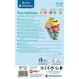 Clementoni Coches Apilables Set de 4 Coches Diferentes (Autobús, Camión, Coche y Moto) 15x15x24 cm