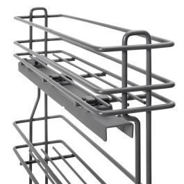 Emuca Botellero extraíble TitaneMax con cierre suave, lateral izquierdo, 3 bandejas, módulo 150mm, Acero, Gris Antracita