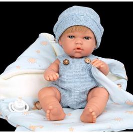 Muñecas Arias Muñeca Elegance 30 cm Natal Azul con Portabebé (Cuerpo Vinilo, Niño)