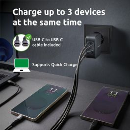 Cargador de Pared INTENSO GaN W100ACC Negro 100 W