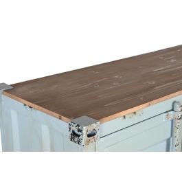 DKD Home Decor Armario Vintage Azul Celeste Metal Container 112 x 46 x 174 cm con 3 Cajones y 2 Puertas