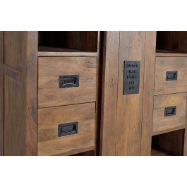 Giner Y Colomer Armario Industrial de Madera de Mango con 4 Cajones y Detalles Metálicos