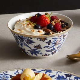 Wedgwood Bol Hibiscus 15 cm (4 Unidades) con Franjas de Oro de 22 Quilates