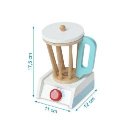 KioKids Batidora de Juguete de Madera, tipo vaso, con 4 Frutas (Kiwi, Fresa, Naranja, Pera). Imitación Cocina para Niños +3 Años. Material Seguro, Multicolor.