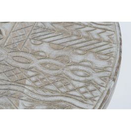 DKD Home Decor Mesita Auxiliar Estilo Indio Blanco Dorado 75 x 50 x 75 cm