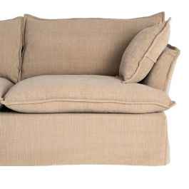 Sofá 3 Plazas Beige Oscuro Tejido 221 X 103 X 72 cm