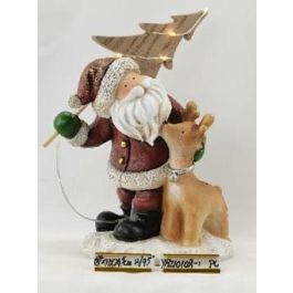 DKD Home Decor Figura de Navidad Moderna con Luz LED, Resina Verde Gris, Pack de 3 Unidades, Medidas 11x23.5x18 cm, Modelos Surtidos
