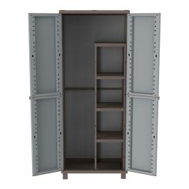 Terry Armario escobero jrattan 368, resina, gris, 4 baldas, 68x37.5x170 cm
