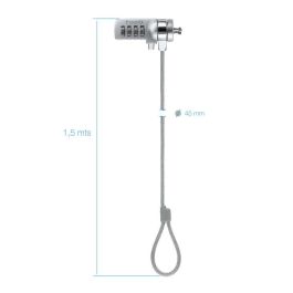 TOOQ CABLE DE SEGURIDAD T-LOCK CON COMBINACION PARA PORTATILES - BLOQUEO DE 4 DIGITOS - ACERO 4.5MM - LONGITUD 1.50M TOOQ CABLE DE SEGURIDAD T-LOCK CON COMBINACION PARA PORTATILES - BLOQUEO DE 4 DIGITOS - ACERO 4.5MM - LONGITUD 1.50M