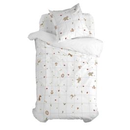 Juego de funda nórdica HappyFriday Mini Woods animals Multicolor Cama de 80 2 Piezas