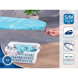 Leifheit Funda para Tabla de Planchar Thermo Reflect M - Tamaño M 125x40 cm - Revestimiento Titanio, Acolchado 4mm Lana