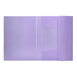 Liderpapel Carpeta Tres Solapas Polipropileno DIN A4 Color Lavanda Opaco Cierre Gomas Lomos Flexibles Capacidad 100 Hojas 400 Micras