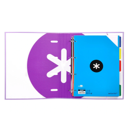 Antartik Carpeta con Recambio A4 Cuadro 5mm Forrada 4 Anillas 40mm Redondas con Solapa Color Lavanda