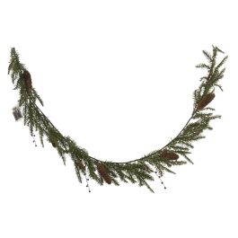 DKD Home Decor Guirnalda de Navidad Alpina Verde Marrón 200cm PVC con 35 LEDs y Piñas (Pack de 2)