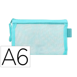 Liderpapel Bolsa Zipper Bag Poliéster Transpirable Multiusos DIN A6 Azul Pastel 110x200x3 mm