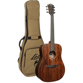 LAG Guitarra Acústica Dreadnought Sauvage - Tapa Sólida Brankowood, Fondo y Aros Eucalipto Ahumado, Acabado Satinado