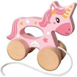 Unicornio de madera 2 en 1 - Para empujar y tirar - SES CREATIVE - Unicornio rosa para empujar o tirar.