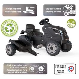 Smoby SMO3032167101310 Tractor de Pedales Farmer XL con Remolque Negro