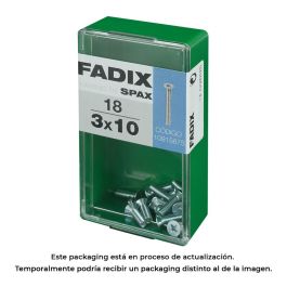 Fadix Tornillo Métrica M3x10mm Cabeza Plana, Caja con 18 Unidades