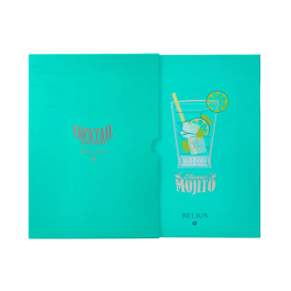 Belius Cocktails Mojito Bolígrafo y Cartera de Aluminio Verde Plateado con Relieve, Tinta Azul, Caja Diseño