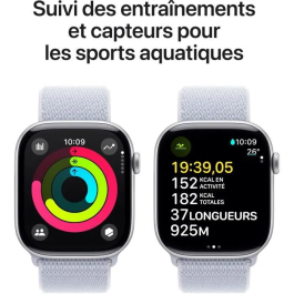 Apple Watch Series 10 GPS 46 mm Caja Aluminio Plateada Correa Loop Deportiva Blue Cloud
