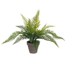 Mica Decorations Helecho verde PVC con maceta cerámica gris 40x11.5cm