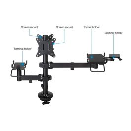 Soporte de Mesa para 2 Monitores, TPV, Impresora, Términal y Lector TooQ TQPM0002/ Giratorio/ Inclinable/ hasta 9kg Soporte de Mesa para 2 Monitores, TPV, Impresora, Términal y Lector TooQ TQPM0002/ Giratorio/ Inclinable/ hasta 9kg