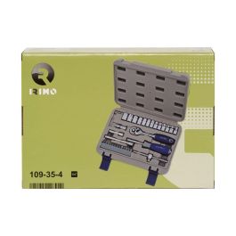 Irimo 109-35-4 Llave de Carraca 1/4" con Vasos y Puntas, Juego de 35 Piezas en Acero Cromo Vanadio con Acabado Cromado Brillante y Caja Estuche