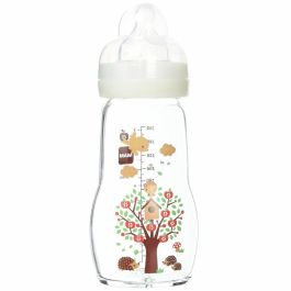 MAM Flow Teat 2 Biberón de Vidrio Premium 260 ml 0-6 Meses Blanco con Tetina Ultra Suave y Cuello Ancho Resistente al Calor
