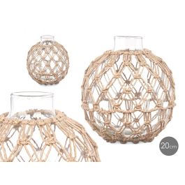 Esfera de Vidrio con Cuerda Natural Giftdecor 18x20x18 cm (6 Unidades) Precio: 62.50000053. SKU: B163TTCGNE