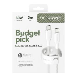 PanzerGlass empower by Racing Cable USB-C a USB-C 60W 2 Metros Blanco, 100% Poliéster Reciclado, Certificado GRS