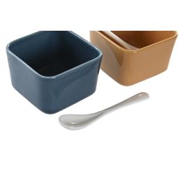 DKD Home Decor Aperitivo Multicolor Natural Bambú Porcelana Set de 6 Piezas 21 x 31 x 6 cm Apto para Microondas y Lavavajillas