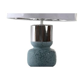 DKD Home Decor Lámpara de Sobremesa Decorativa Moderna de Cerámica con Pantalla de Terciopelo Verde Menta y Blanco E27 50W 30x54x30 cm