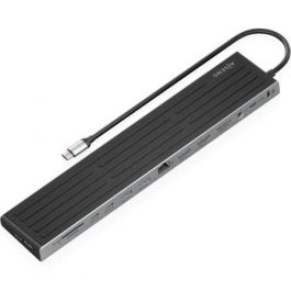 Aisens ASUC-13P042-GR Hub USB-C 13 en 1, 2xHDMI 4K, 1xDisplayPort 4K, 1xRJ45, 3xUSB-A, 2xUSB-C, 1xUSB-C PD 100W, Lector Tarjetas, Audio, Gris